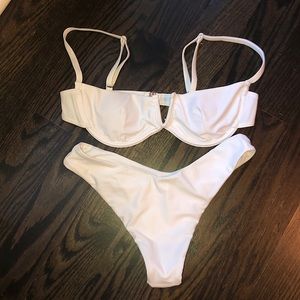 shein white bathing suit (top and bottom)